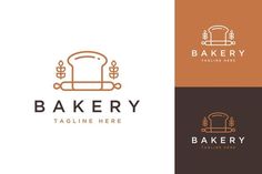 bakery logo design with bread in the middle and an image of a loaf of bread on top