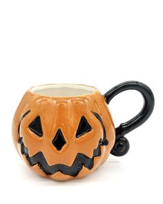 Jack-O-Lantern Mug-Lively Ghosts-Strange Ways Pumpkin Mug, Jack O Lantern Faces, Tea Bar, 5 Gifts, Chocolate Tea, Sticker Patches, Pottery Designs, Halloween Boo, Print Artist