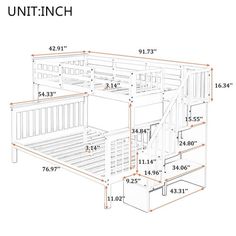 an image of a bunk bed with stairs and storage drawers on the bottom half of it