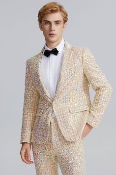 Champagne Suit, Prom Dinner, Groom Looks, Tuxedo For Men, Linen Suit, Tie Styles, Wedding Suits Men, White Shirt Dress