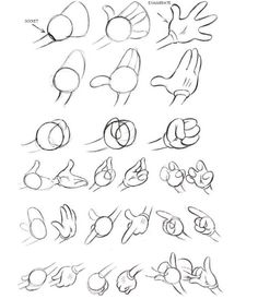 various hand gestures drawn in pencil