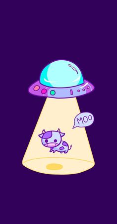 an alien cat is in the middle of a purple background with a light on it's head