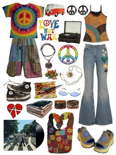 Hippie Christmas Gifts, Hippie Boho Outfits, Hippie Things, Hippie Core, Bape Outfits, Groovy Clothes, Grunge Fits, Moda Hippie, Hippy Style