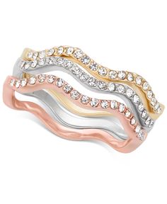 in stock Club Jewelry, Gold Wave Ring, Pink Stone Rings, Macys Jewelry, Wedding Ring Sizes, Gold Waves, Rhinestone Ring, Gold Ring Stack, Rings Set