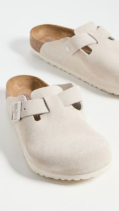 Birkenstock Boston Soft Footbed Clogs | Shopbop Fuzzy Birkenstocks Clogs, White Birkenstock Clogs, Birken Stock Clogs, Cute Clogs, Berken Stocks Shoes, Birkenstock Boston Outfit Women, Birk Clogs, Birkenstocks Clogs, Boston Birkenstock