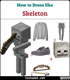 how to dress like skeleton from the minecraft video game, with instructions