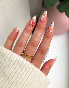 Olympic Nails, Cowboy Nails, Red Nail Designs