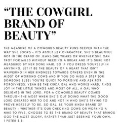 an advertisement with the words'the cowgirl brand of beauty'in black and white