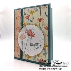 a thank you card made with stampin's flowers from stampin'mama