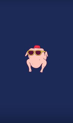 a cartoon pig wearing sunglasses and a red hat, standing in front of a dark blue background