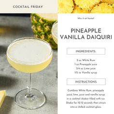 pineapple vanilla daiquite cocktail recipe