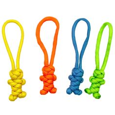 three ropes with different colors and sizes are shown in this image, one is yellow, the other is blue