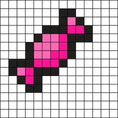 a cross stitch pattern with pink and black squares in the shape of a heart on a white background