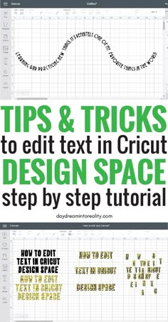 an info sheet with the words tips and tricks to edit text in circuit design space