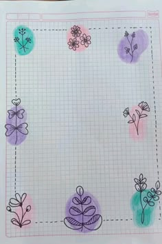 a piece of paper with flowers drawn on it