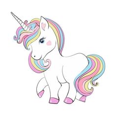 a unicorn with a rainbow mane and blue eyes is standing in front of a white background