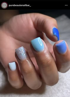 Kid Nails, Teal Acrylic Nails, Kids Nails, Cute Short Nails, Acrylic Toe Nails, Nails Coffin Short, Hard Nails, Girly Acrylic, Blue Acrylic Nails