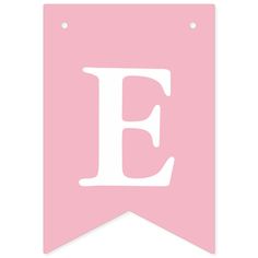 a pink banner with the letter e on it