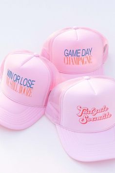 Our Tailgate Socialite Trucker Hat is the perfect hat to add to any game day outfit! The pink mesh and screen print design will have you looking stylish and effortless. Plus, its snapback closure ensures the perfect fit every time! -One size fits most -Multicolor screen print Sporty Trucker Hat For Game Day With Curved Bill, Summer Mesh Trucker Hat For Sports Events, Spring Sports Trucker Hat Snapback, Spring Sports Snapback Trucker Hat, Pink Sporty Cap, Sporty Pink Cap, Game Day Baseball Season Trucker Hat With Curved Bill, Game Day Trucker Hat For Baseball Season, Fun Pink Trucker Hat With Letter Print