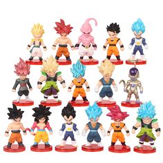 the dragon ball figurines are all different colors