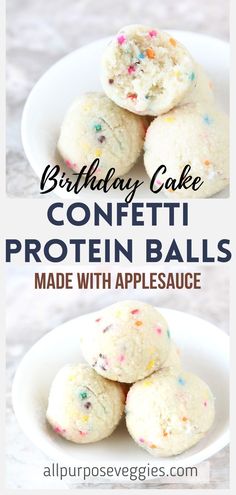 birthday cake confetti protein balls made with applesauce