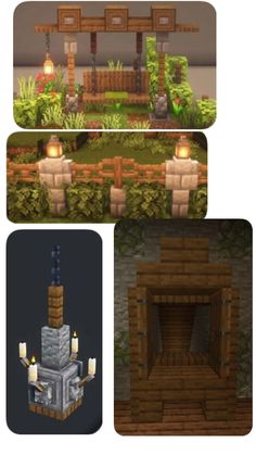 four different types of buildings in minecraft