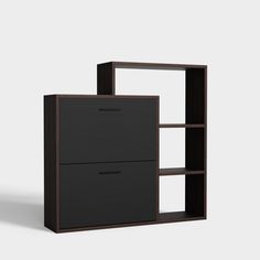 an open bookcase with two drawers on the front and one drawer on the back