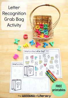 the letter recognition grab bag activity is shown