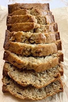 slices of banana bread stacked on top of each other