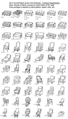 the furniture chart is shown in black and white