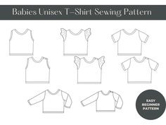 the sewing pattern for baby's unisex t - shirt sewing pattern