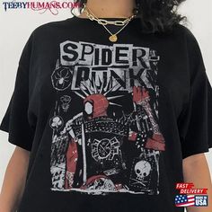 Spider Punk Shirt Across The T Shirt Sweatshirt  Punk Style Graphic Fan Merchandise Top Easy 30 day return policy Sweatshirt And Shirt Outfit, Spiderman Shirt, Spider Punk, Punk Shirt, Estilo Punk, Really Cute Outfits, Dream Clothes, Punk Fashion, Look Cool