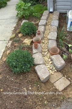 the garden is ready to be planted and put in pots on the side of the house