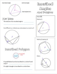 worksheet on inscribed angles and polygons for kids to practice their math skills