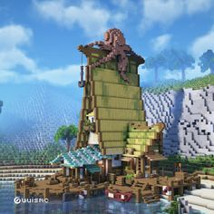 Minecraft Pirate Interior, Fisherman Hut Minecraft, Pirate House Minecraft, Minecraft Tropical Builds, Minecraft Medieval Street, Underwater Base Minecraft, Minecraft Pirate Builds, Minecraft Beach Ideas, Minecraft Tropical