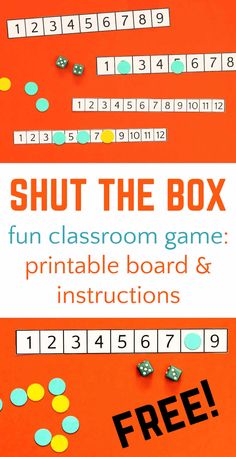 an image of a board game with the words shut the box and numbers on it