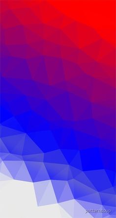 an abstract blue and red background with low - poly shapes in the bottom right corner