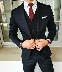 Men Suits Black, Terno Slim, Formal Mens Fashion, Hipster Mens Fashion, Men’s Suits, Mens Formal, Black Suit, Suit Style, Wedding Suits Men