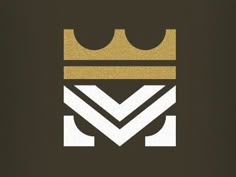 a gold crown on top of a brown background with the letter m in it's center