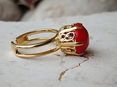 Red stone ring Coral ring Boho Ring Gemstone Ring Gold | Etsy Ruby Filigree Ring As Gift, Red Toe Ring As Gift, Red Crystal Ring With Stone Setting As Gift, Red Crystal Ring With Stone Setting For Gift, Red Ruby Filigree Ring Gift, Elegant Red Ruby Toe Ring, Red Filigree Ring With Gemstone For Gift, Luxury Red Bohemian Rings, Red Gemstone Toe Ring