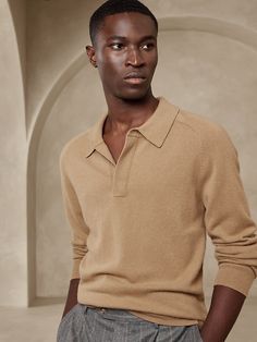 Viaggio Cashmere Sweater Polo | Banana Republic Formal Cashmere Polo Sweater With Ribbed Collar, Luxury Cashmere Polo Sweater For Formal Occasions, Luxury Polo Sweater For Fall, Luxury Polo Collar Sweater For Fall, Cashmere Polo Sweater With Ribbed Collar, Luxury Collared Fall Sweater, Elegant Fall Sweater With Polo Collar, Classic Cashmere Polo Collar Sweater, Luxury Fall Polo Sweater With Ribbed Collar