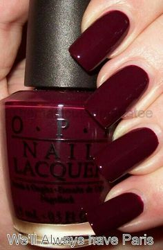 Nail Paint Shades, Opi Nail Colors, Wine Nails, Red Nail Polish, Burgundy Nails, Makijaż Smokey Eye, Red Nail, Opi Nail Polish, Dark Nails