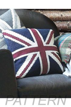 Debbie Bliss Union Jack Cushions PATTERN ONLY-Patterns-Debbie Bliss-Alpaca Direct Union Jack Pillow, Tea Cozy Crochet Pattern, Union Jack Cushions, Debbie Bliss, Crochet Pillows, Back Ground, Knit Pillow, Colourful Cushions, Crochet Cushions