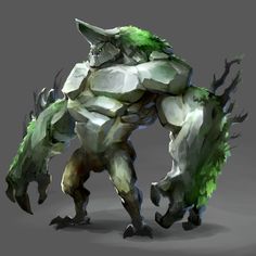 an animated creature with green and white paint