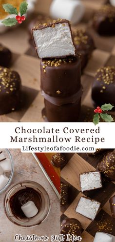 chocolate covered marshmallow recipe on a cutting board