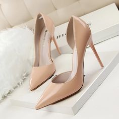 Sepatu Pump, Pointed High Heels, Summer High Heels, Office Shoes Women, Basic Heels, Elegant High Heels, Nude Shoes