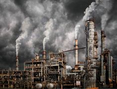 Pollution Aesthetic, Spiral Design Art, Pollution Environment, Industrial Plant, Greenhouse Effect, Oil Refinery, Industrial Architecture, Landscape Concept, Industrial Photography