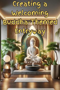 buddha - themed entry way with text creating a welcoming buddha - themed entryway