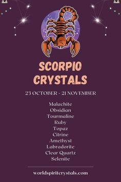 the scorpio crystals poster for an upcoming show at the world's largest club