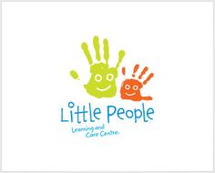 the logo for little people learning and care centre, with two hands painted in different colors